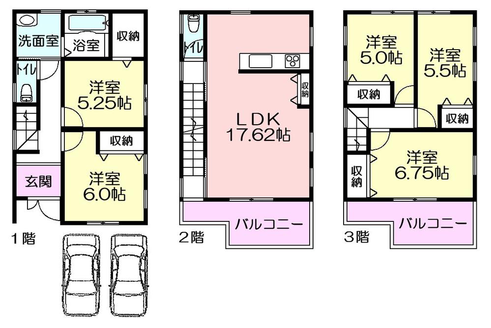 Floor plan. 41,800,000 yen, 5LDK, Land area 91.17 sq m , Building area 112.19 sq m