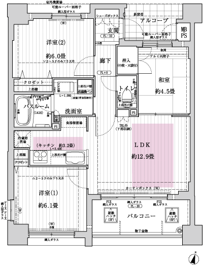 Floor: 3LDK, occupied area: 63.26 sq m, Price: 33,056,000 yen ・ 34,085,000 yen