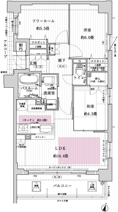 Floor: 2LDK + F, the area occupied: 67.26 sq m, Price: 36,228,000 yen