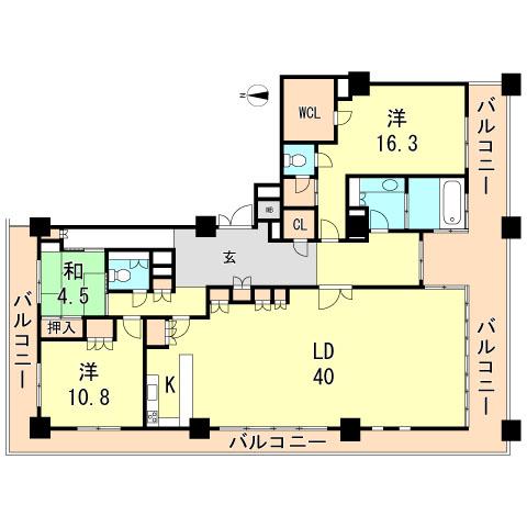 Floor plan. 3LDK, Price 170 million yen, Footprint 197.58 sq m , Balcony area 67.95 sq m