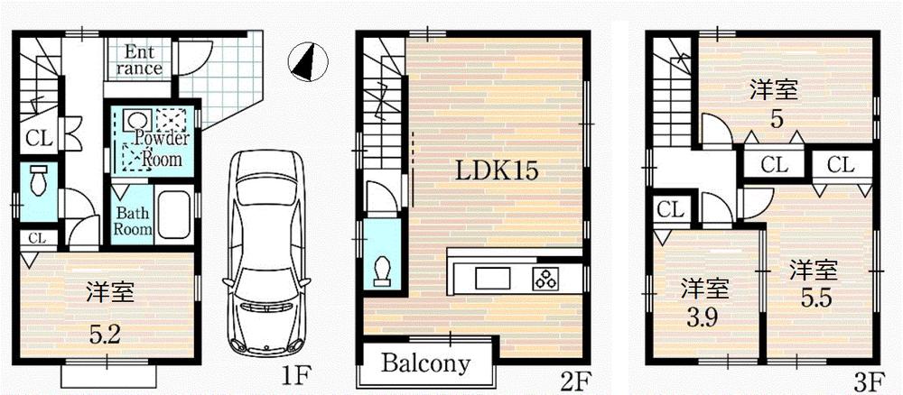 Floor plan. 33,800,000 yen, 4LDK, Land area 50.29 sq m , Building area 82.74 sq m