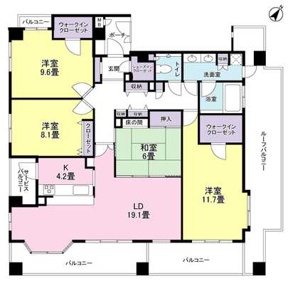 Floor plan. Floor plan: East ・ South ・ West of 3 direction room! Day ・ ventilation ・ View good footprint