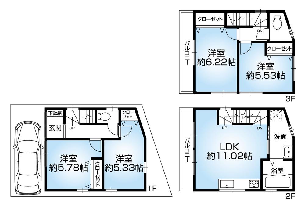 Floor plan. 30,800,000 yen, 4LDK, Land area 46.12 sq m , Building area 82.98 sq m easy-to-use 4LDK Floor!