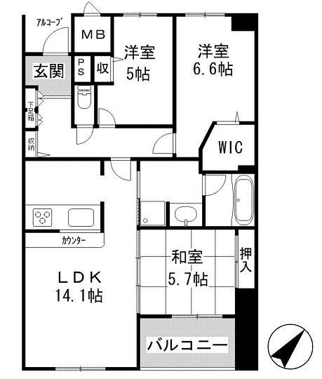 Floor plan. 3LDK, Price 35 million yen, Occupied area 75.94 sq m , Balcony area 4.34 sq m Apatawazu Kobe Sannomiya Floor plan