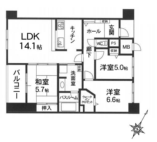 Floor plan. 3LDK, Price 35 million yen, Occupied area 75.94 sq m , Balcony area 4.34 sq m