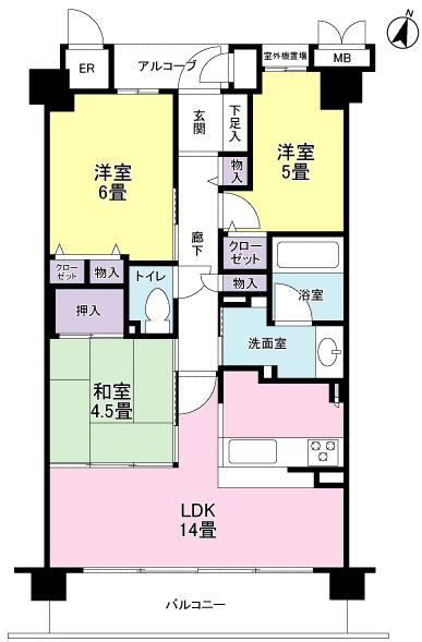 Floor plan. 3LDK, Price 25,800,000 yen, Occupied area 68.28 sq m , Balcony area 11.78 sq m