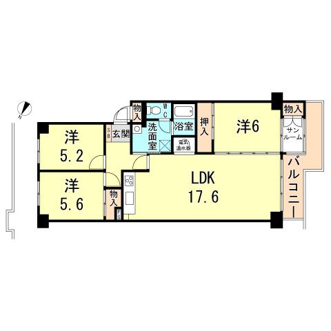 Floor plan. 3LDK, Price 11.9 million yen, Occupied area 78.18 sq m , Balcony area 7.54 sq m