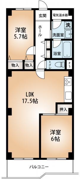 Floor plan. 2LDK, Price 12.8 million yen, Footprint 67.2 sq m , Balcony area 7.6 sq m wide 2LDK. You can also change to 3LDK.