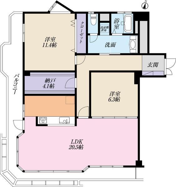 Floor plan. 2LDK, Price 35,800,000 yen, Footprint 110.27 sq m , Balcony area 19.46 sq m