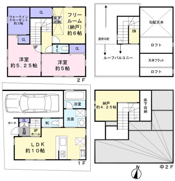 Floor plan. 30,800,000 yen, 2LDK + 2S (storeroom), Land area 56.22 sq m , On the second floor in the building area 86.86 sq m there is of 4.25 quire closet. 