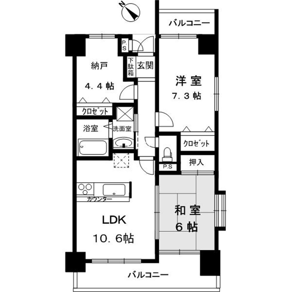 Floor plan. 2LDK + S (storeroom), Price 23.8 million yen, Occupied area 62.39 sq m , Balcony area 11.98 sq m