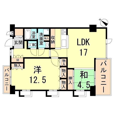 Floor plan. 2LDK, Price 18.3 million yen, Occupied area 83.63 sq m