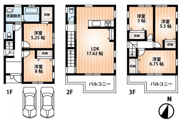Floor plan. 41,800,000 yen, 5LDK, Land area 91.17 sq m , Is 5LDK of building area 112.19 sq m total floor area of ​​about 33 square meters. 