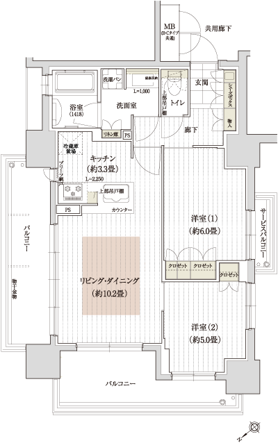 Floor: 2LDK, occupied area: 56.43 sq m, Price: 31,094,000 yen