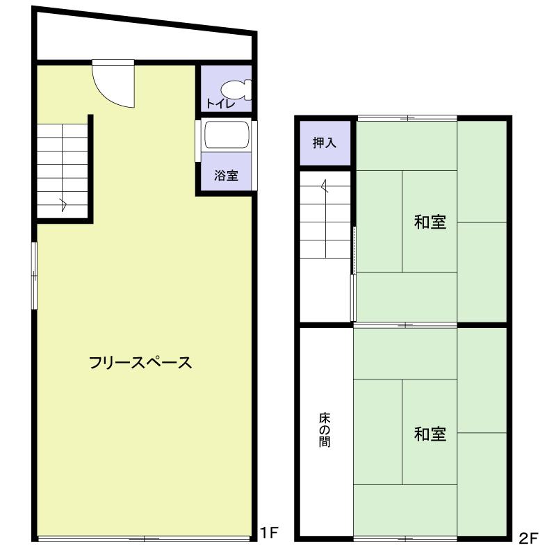 Floor plan. 12.8 million yen, 2DK + S (storeroom), Land area 47 sq m , Building area 62.64 sq m