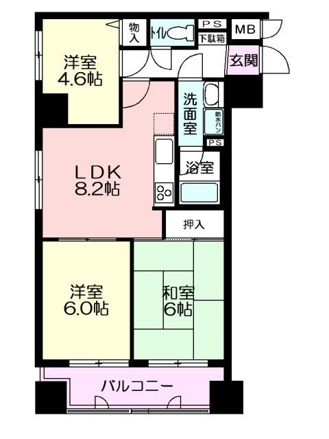 Floor plan. 2LDK + S (storeroom), Price 13 million yen, Occupied area 53.47 sq m , Balcony area 16 sq m