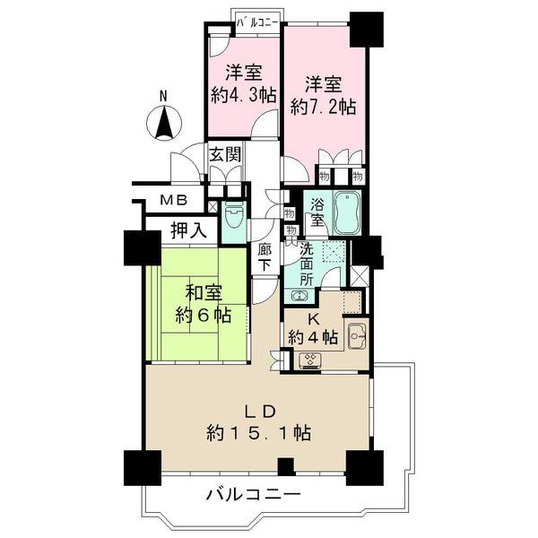 Floor plan. 3LDK, Price 15.3 million yen, Occupied area 83.63 sq m , Balcony area 16.83 sq m
