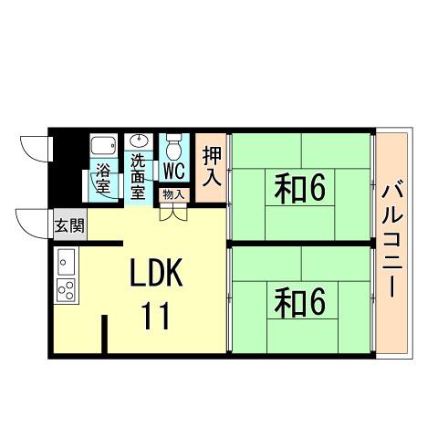 Floor plan. 2LDK, Price 10.8 million yen, Footprint 41.6 sq m , Balcony area 9 sq m