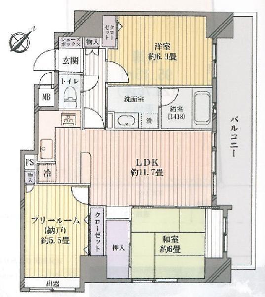 Floor plan. 2LDK + S (storeroom), Price 31,800,000 yen, Footprint 67 sq m , Balcony area 12.64 sq m