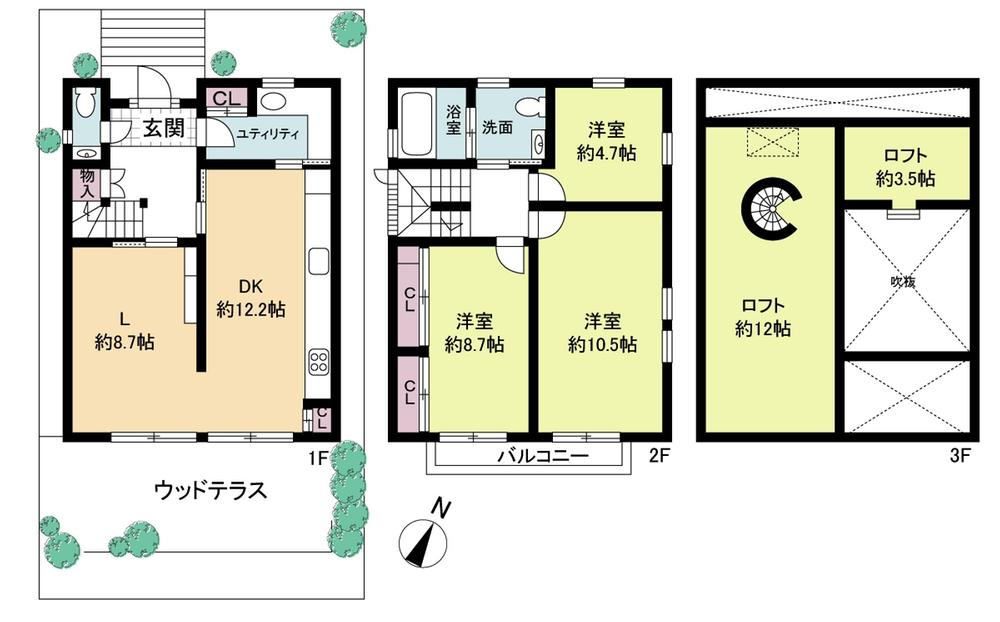 Floor plan. 53 million yen, 3LDK, Land area 110.95 sq m , Building area 103.3 sq m