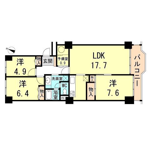 Floor plan. 3LDK, Price 16.5 million yen, Occupied area 82.26 sq m , Balcony area 8.33 sq m