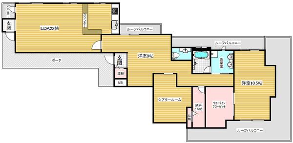 Floor plan. 3LDK+S, Price 59,800,000 yen, Footprint 118.21 sq m , Balcony area 41.94 sq m interior has been renovated on a large scale
