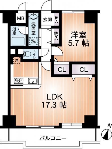 Floor plan. 2LDK, Price 19.6 million yen, Occupied area 52.14 sq m