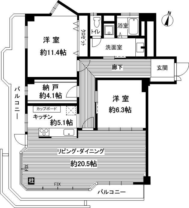 Floor plan. 2LDK + S (storeroom), Price 35,800,000 yen, Footprint 110.27 sq m , Balcony area 19.46 sq m