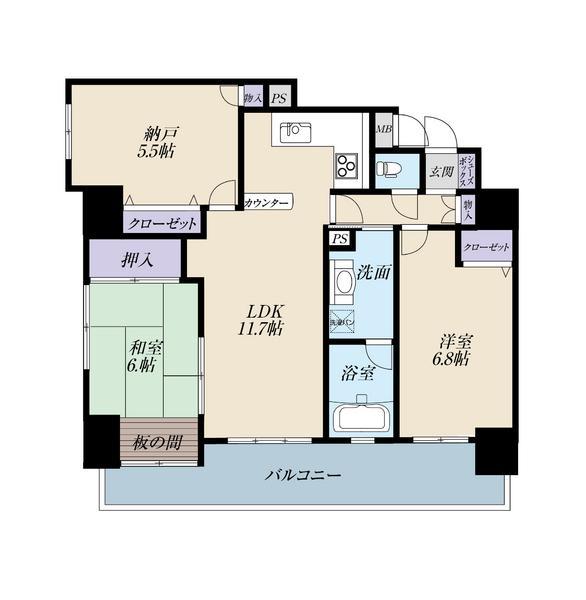Floor plan. 2LDK+S, Price 31,800,000 yen, Occupied area 67.02 sq m , Balcony area 12.64 sq m