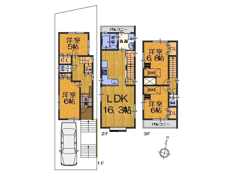 Floor plan. (D Building), Price 36,800,000 yen, 4LDK, Land area 71.69 sq m , Building area 95.21 sq m