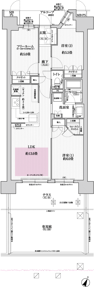 Floor: 2LDK + F, the area occupied: 66.34 sq m, Price: 29.6 million yen