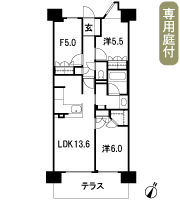 Floor: 2LDK + F, the area occupied: 66.34 sq m, Price: 29.6 million yen