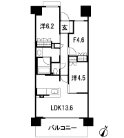 Floor: 2LDK + F, the area occupied: 63.9 sq m, price: 26 million yen ~ 32,100,000 yen