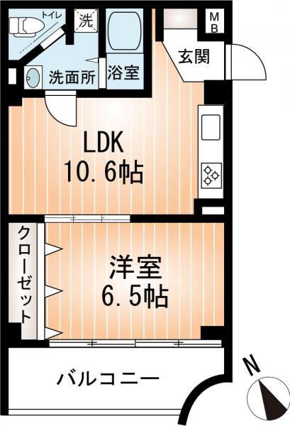 Floor plan. 1LDK, Price 8.5 million yen, Large 1LDK of occupied area 39.52 sq m storage!