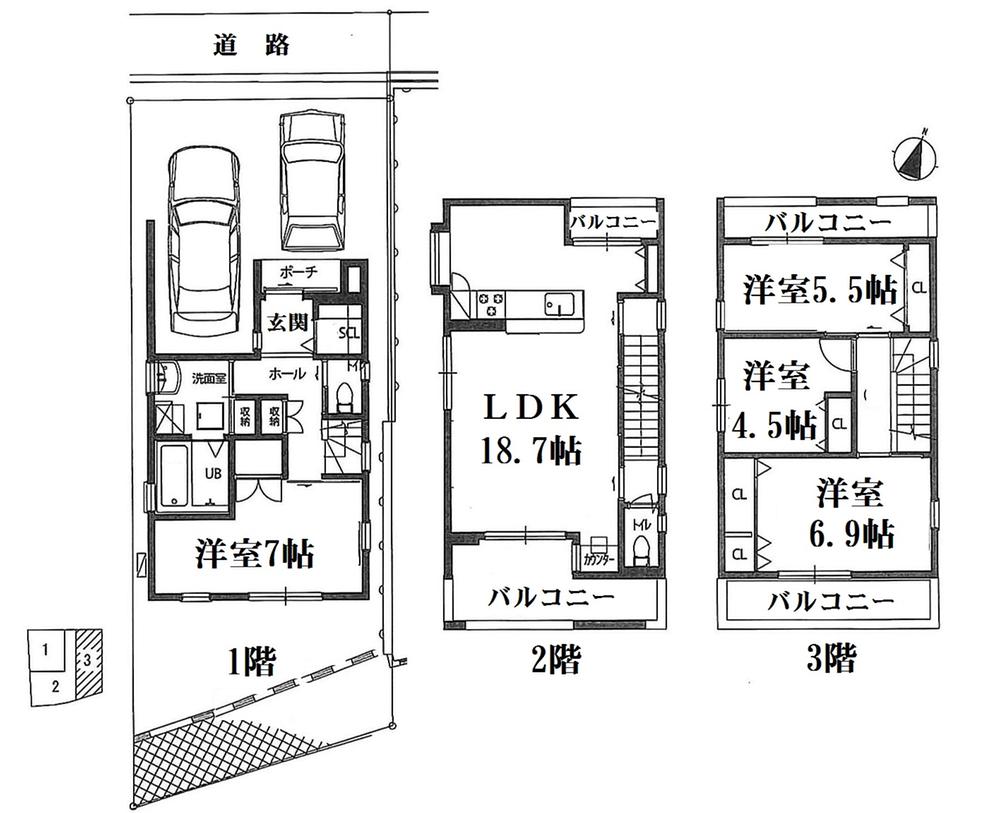Floor plan. 49,800,000 yen, 4LDK, Land area 87.77 sq m , Building area 124.17 sq m