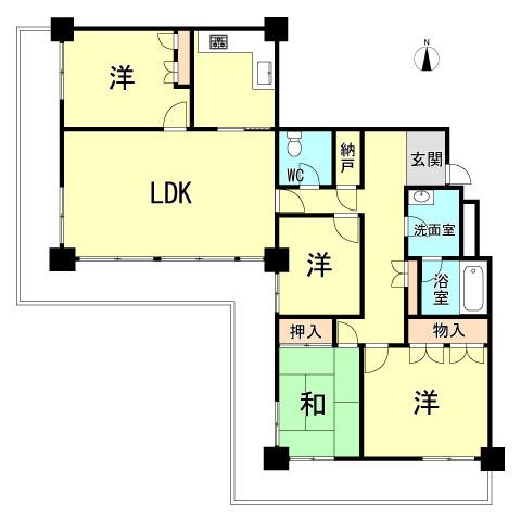 Floor plan. 4LDK, Price 29,800,000 yen, Footprint 119.52 sq m , Balcony area 38.56 sq m