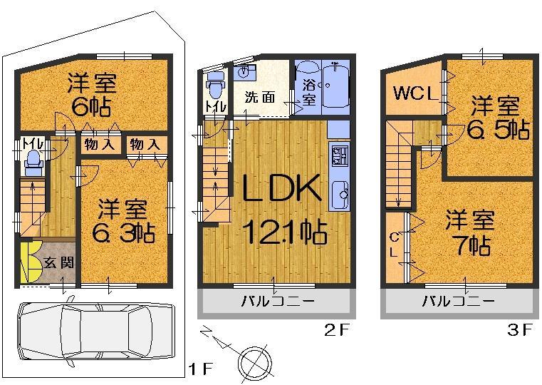 Floor plan. (C No. land), Price 31,800,000 yen, 4LDK, Land area 50.72 sq m , Building area 91.2 sq m