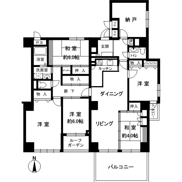 Floor plan. 5LDK + S (storeroom), Price 26.5 million yen, Footprint 124.91 sq m , Balcony area 16.5 sq m
