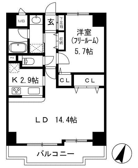 Floor plan. 1LDK, Price 19.6 million yen, Occupied area 52.14 sq m Itopia Sannomiya Urban stage Floor plan