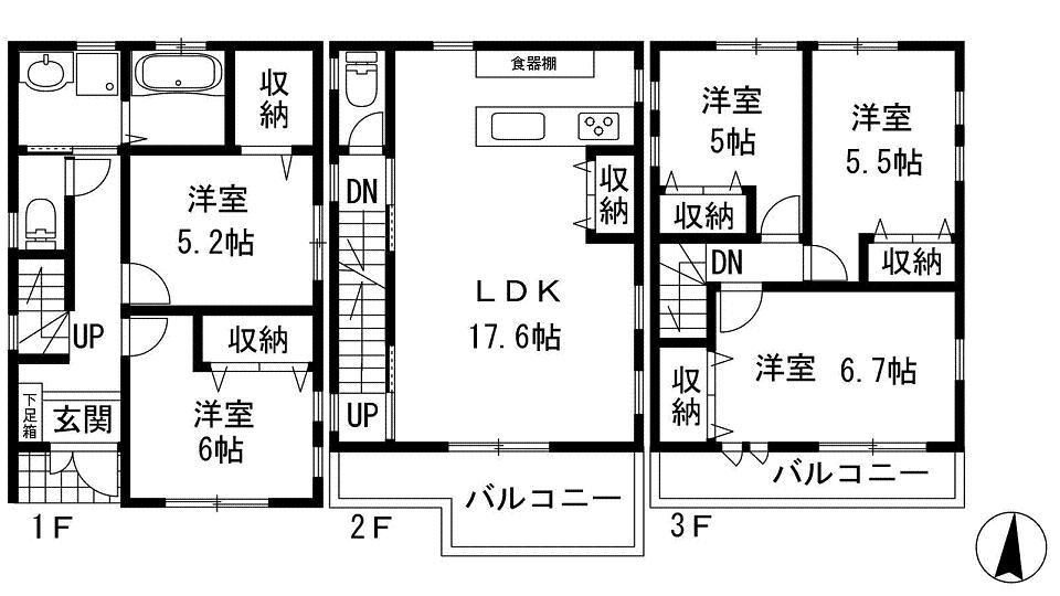 Floor plan. 41,800,000 yen, 5LDK, Land area 91.17 sq m , Building area 112.19 sq m Miyamoto through 2-chome, detached Floor plan