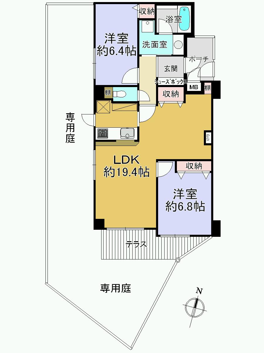 Floor plan. 2LDK, Price 22.5 million yen, Occupied area 71.64 sq m