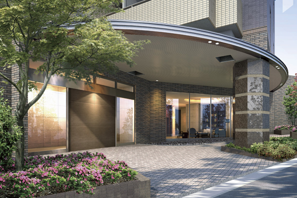 Buildings and facilities. Fine entrance provided with a planted 栽豊 Kana Promenade. Design strike a dignified and stately, It evokes the calm and prosperous life of Yamate (Entrance Rendering)