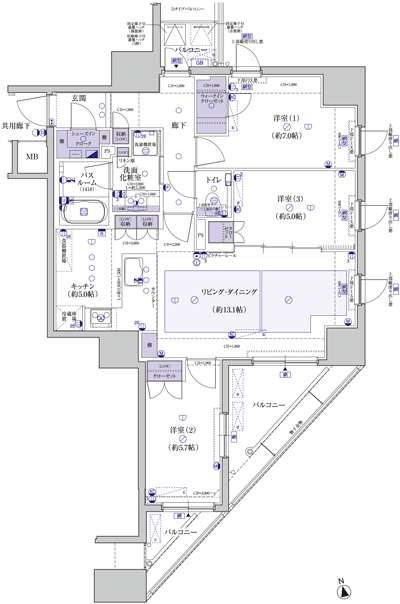 Floor: 3LDK, occupied area: 79.32 sq m, Price: 42.8 million yen