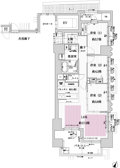 Floor: 3LDK, occupied area: 73.94 sq m, Price: 46.8 million yen