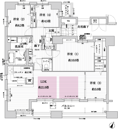 Floor: 4LDK, occupied area: 105.69 sq m, price: 97 million yen