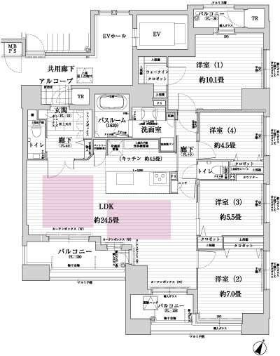 Floor: 4LDK, occupied area: 113.07 sq m, Price: 106 million yen