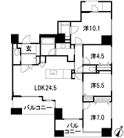 Floor: 4LDK, occupied area: 113.07 sq m, Price: 106 million yen