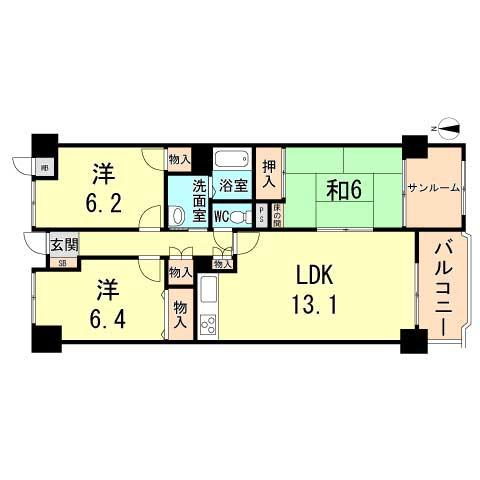 Floor plan. 3LDK, Price 10.5 million yen, Occupied area 81.96 sq m , Balcony area 5.76 sq m