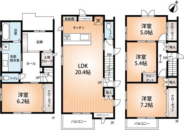 Floor plan. 59,800,000 yen, 4LDK, Land area 111.13 sq m , Building area 115.51 sq m