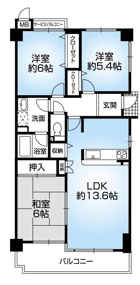 Floor plan. 3LDK, Price 15.8 million yen, Occupied area 68.83 sq m , Balcony area 8.08 sq m is a positive per ventilation good!